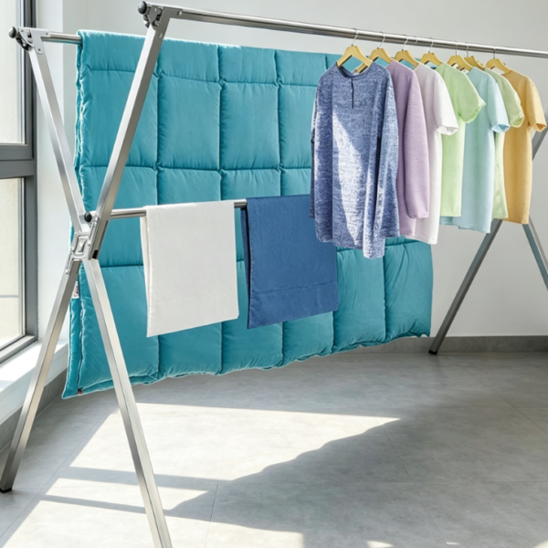 Adjustable Outdoor Clothes Drying Rack with Windproof Hooks