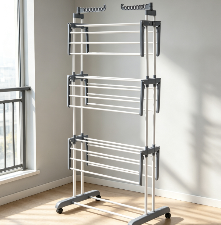 Mobile Stainless Steel Clothes Drying Rack with Wheels