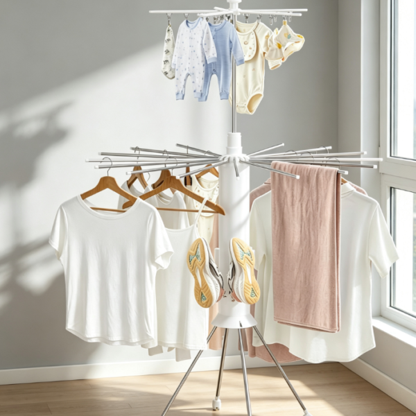 Anti-Tip Foldable Clothes Drying Rack
