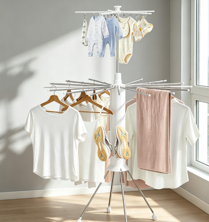 Anti-Tip Foldable Clothes Drying Rack