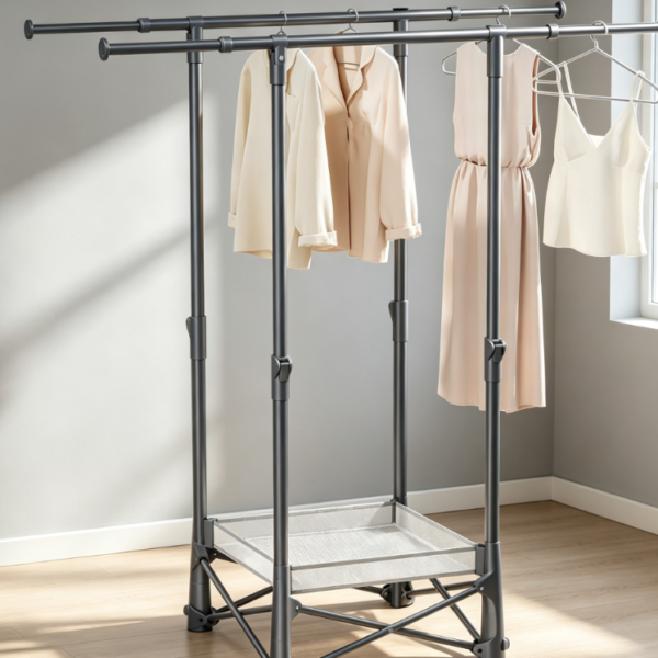 Foldable Clothes Drying Rack with Drying Net and Wheels