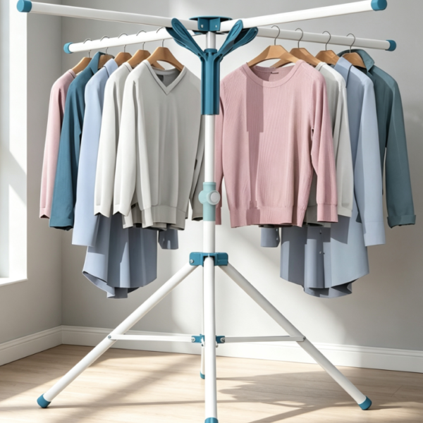 Height Adjustable Tripod Clothes Drying Rack with Clips