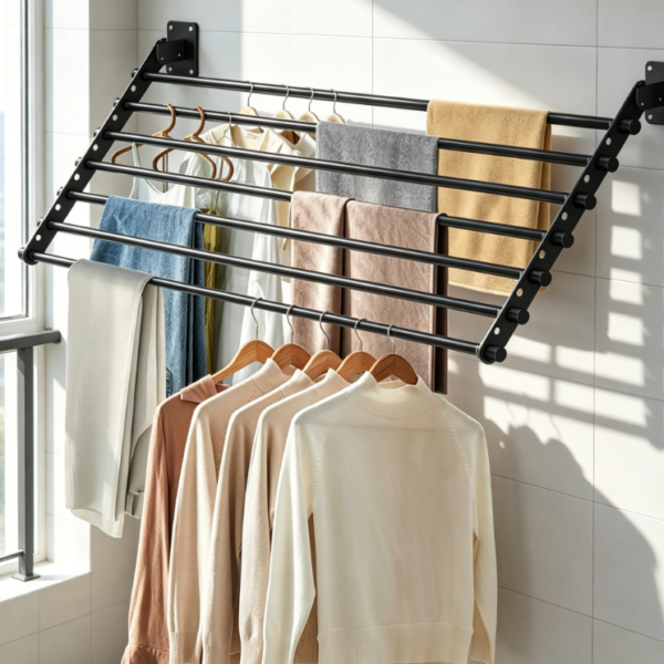 Compact Wall Mounted Foldable Laundry Rack