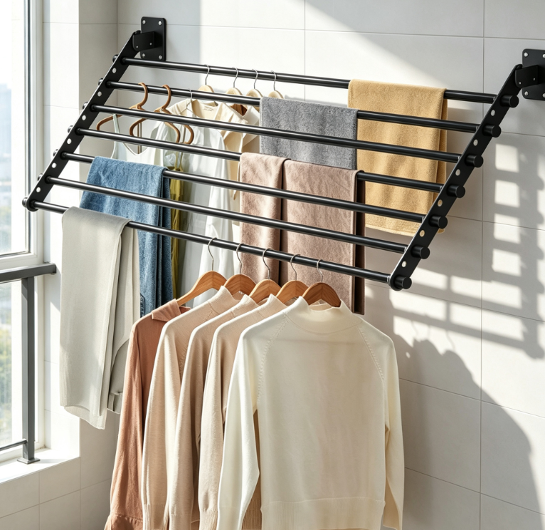 Compact Wall Mounted Foldable Laundry Rack