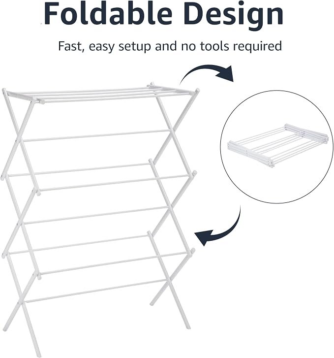 Foldable Clothes Drying Rack with Expandable Hanging Space - Image 2
