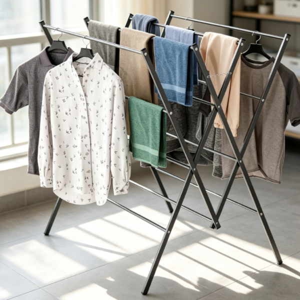 Portable Folding Laundry Drying Rack with Multiple Poles