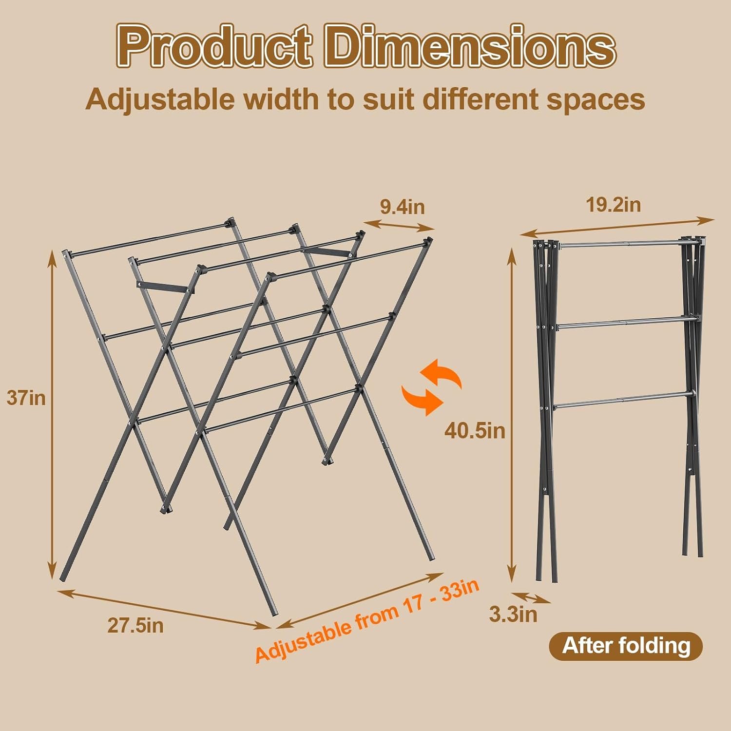 Expandable and Collapsible Clothes Drying Rack - Image 2