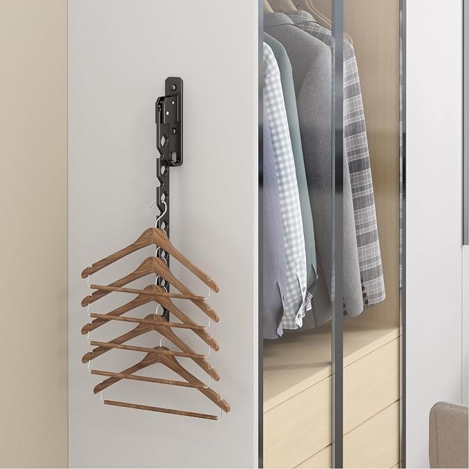 Foldable Wall Mounted Clothes Rack with Hooks - Image 2