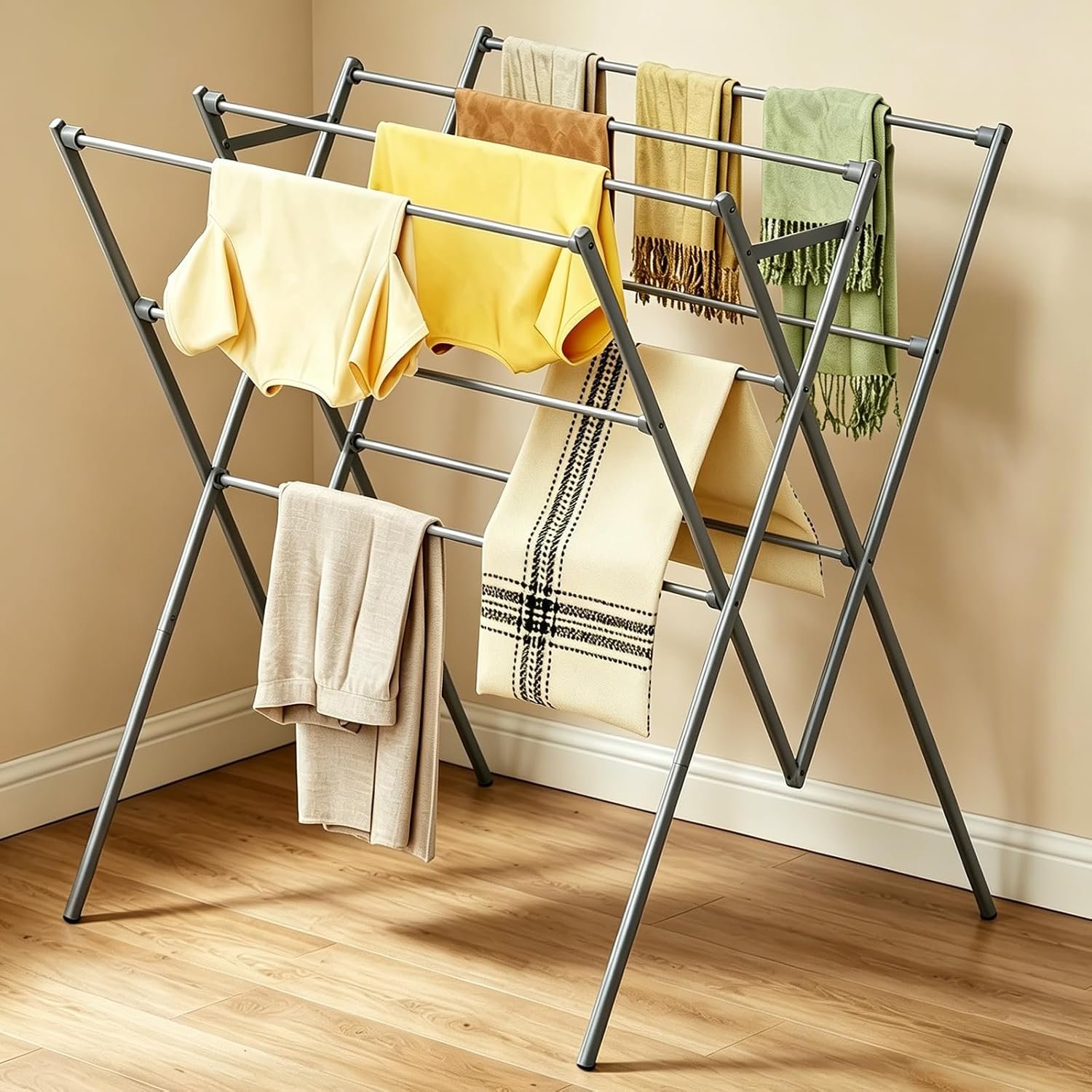 Expandable and Collapsible Clothes Drying Rack