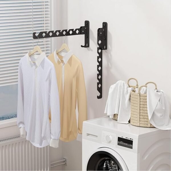 Foldable Wall Mounted Clothes Rack with Hooks