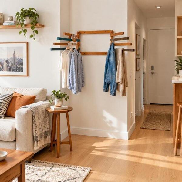 Foldable Wall Mounted Drying Rack with Tri-Fold Design