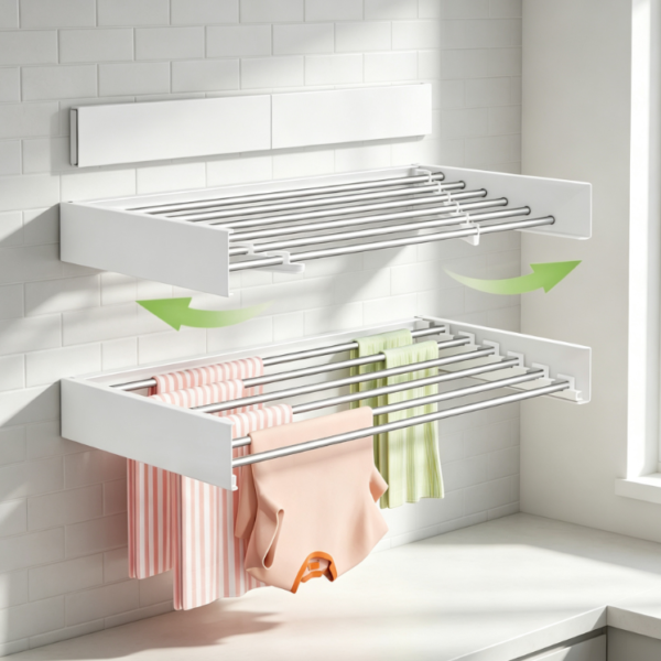 Wall Mounted Foldable Clothes Drying Rack