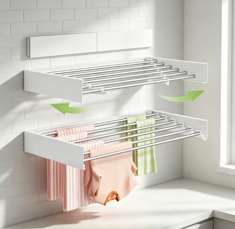 Wall Mounted Foldable Clothes Drying Rack