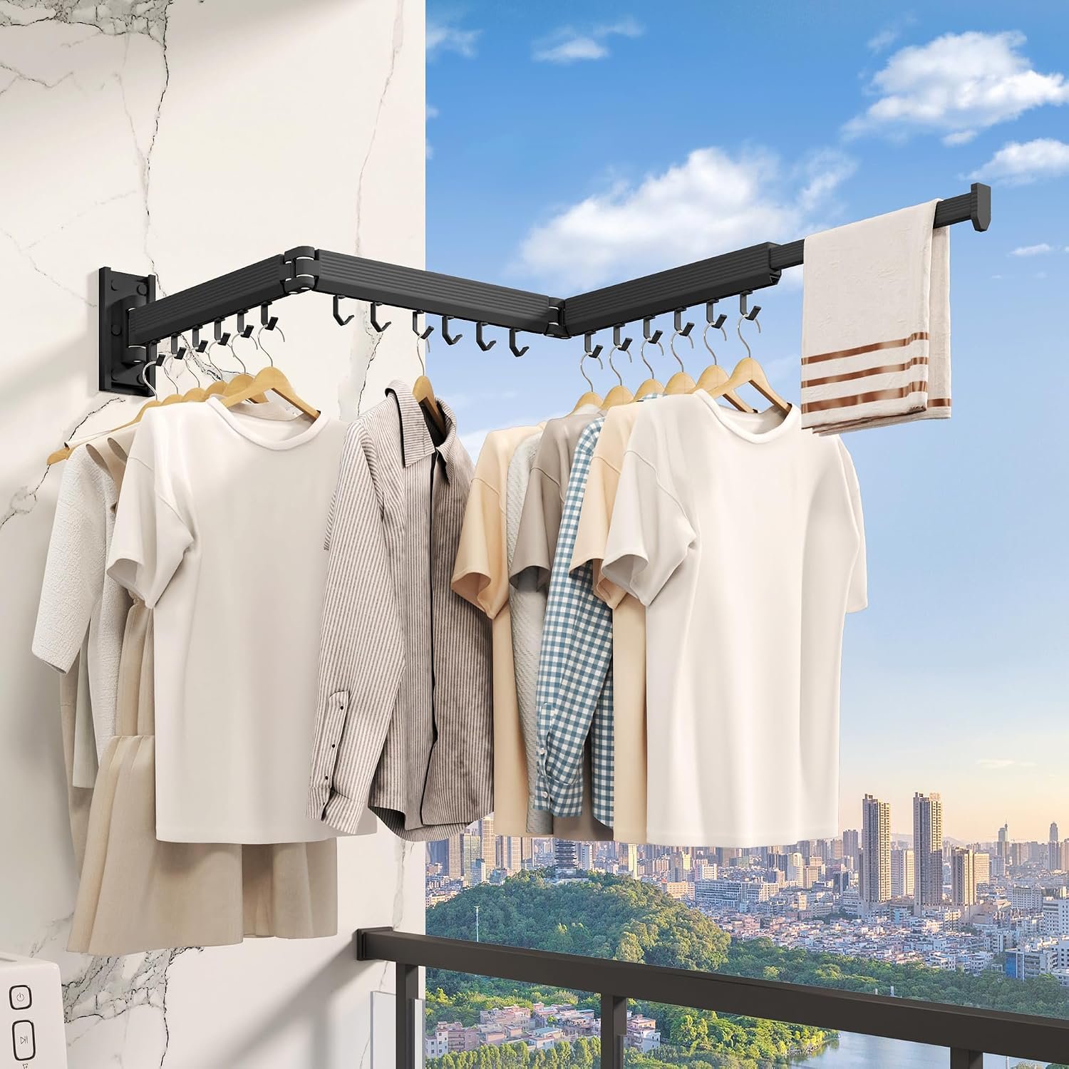 Retractable Wall Clothes Hanger for Laundry Organization - Image 2