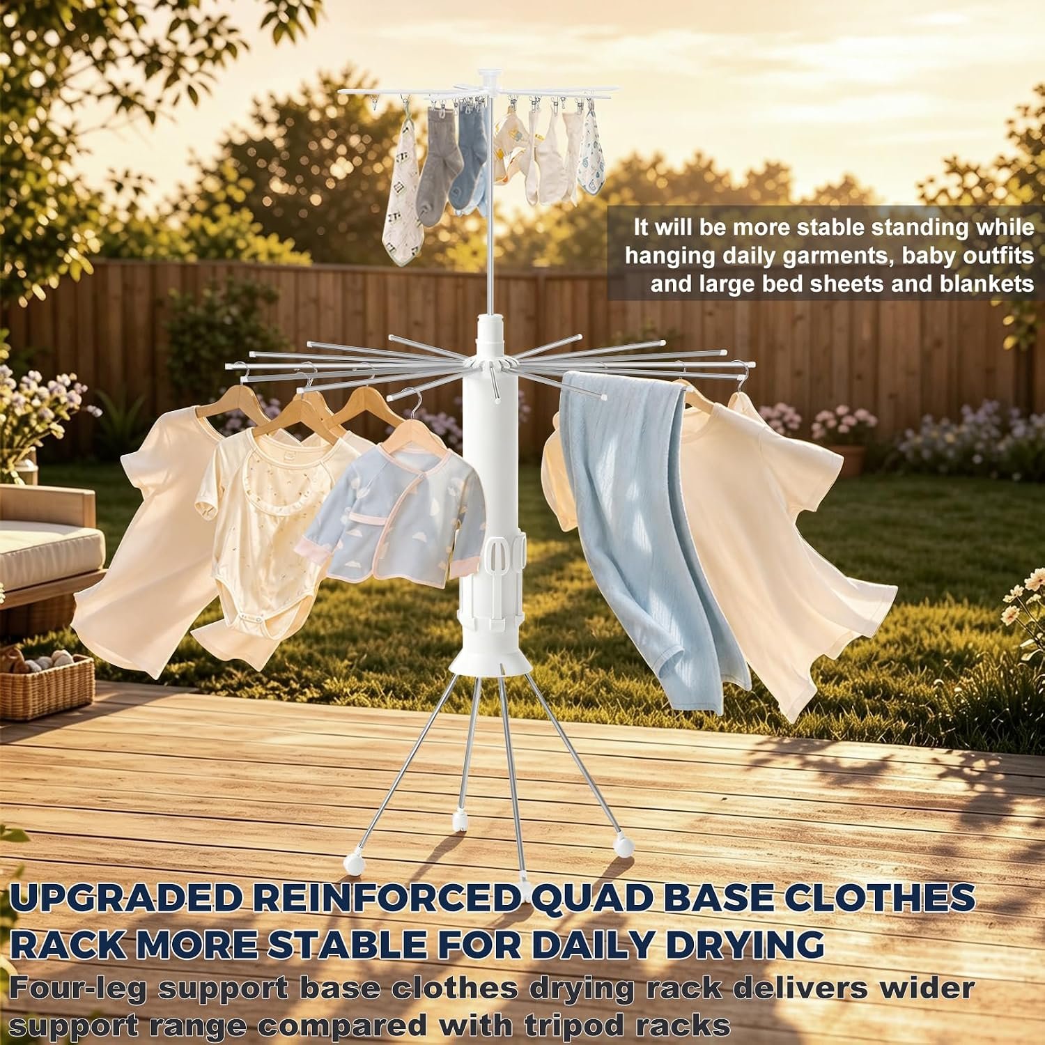 Anti-Tip Foldable Clothes Drying Rack - Image 2