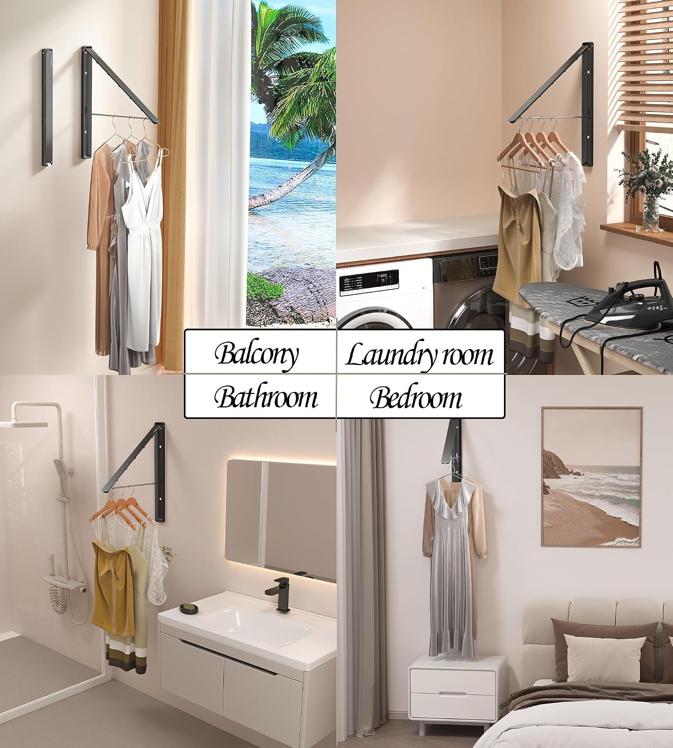 Foldable Clothes Drying Rack with Extendable Rod and Wheels - Image 2