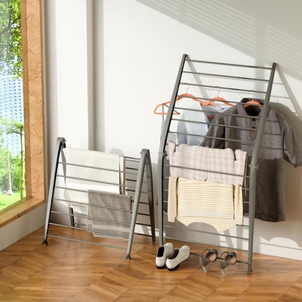 Easy-Fold Metal Clothes Drying Rack with Non-Skid Feet