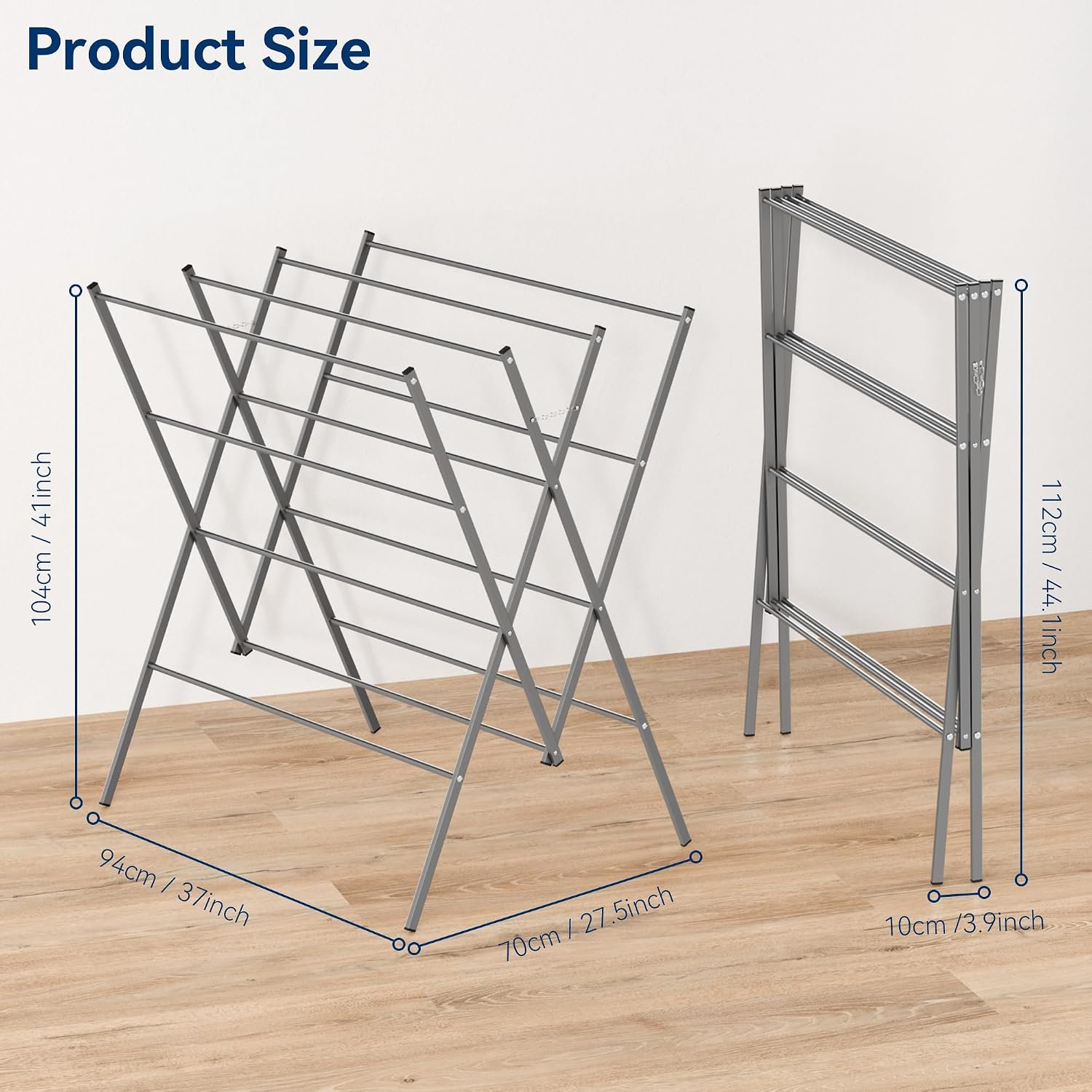 Portable Folding Laundry Drying Rack with Multiple Poles - Image 2