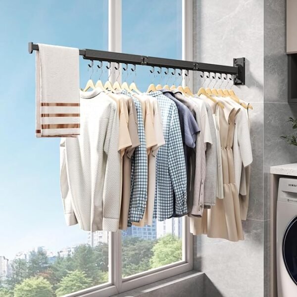 Retractable Wall Clothes Hanger for Laundry Organization